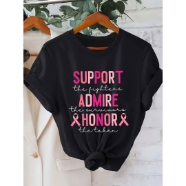 Plus Size, Plus Size Women's T-Shirt - Pink with 