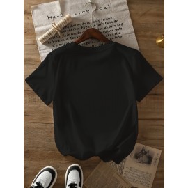 1pc Women'S Plus Size Christmas T-Shirt - Casual Crew Neck Polyester Top with Slight Stretch, Festive Reindeer Bow Print, Knit Fabric Short Sleeve Tee for Summer