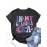 1pc Women'S Casual Crew Neck T-Shirt with Geometric Pattern, Rayon/Viscose Blend, Slight Stretch, All-Season Knit Fabric, 