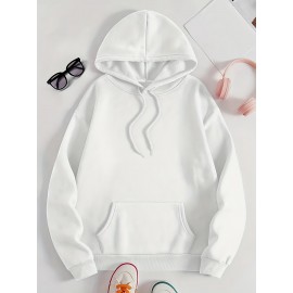 Plus Size, Women's Winter Elegant Geometric Print Hooded Sweatshirt - Cozy Pullover Hoodie with Book & Floral Design, 
