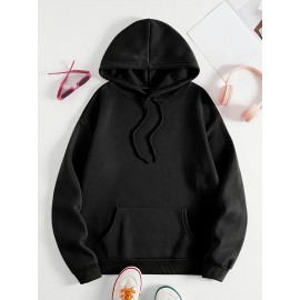Plus Size, Women's Winter Elegant Geometric Print Hooded Sweatshirt - Cozy Pullover Hoodie with Book & Floral Design, 