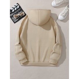 Plus Size Cozy Chic Letter Print Drawstring Hoodie - Soft Warm Fleece Lined Long Sleeve Sweatshirt with Relaxed Fit for Fall & Winter - Women's Comfortable Casual Wear for Everyday