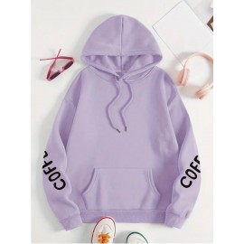 [Women's Oversized Hoodie] Women's Oversized Hoodie with Coffee Lover Graphic Print - Soft Casual Long Sleeve Pullover, Front Pockets, Machine Washable, All-Season Comfort for Casual Attire, Cute Hoodies