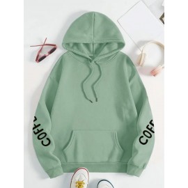[Women's Oversized Hoodie] Women's Oversized Hoodie with Coffee Lover Graphic Print - Soft Casual Long Sleeve Pullover, Front Pockets, Machine Washable, All-Season Comfort for Casual Attire, Cute Hoodies