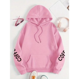 [Women's Oversized Hoodie] Women's Oversized Hoodie with Coffee Lover Graphic Print - Soft Casual Long Sleeve Pullover, Front Pockets, Machine Washable, All-Season Comfort for Casual Attire, Cute Hoodies