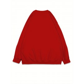 Plus Size Christmas Santa Print Sweatshirt, Casual Long Sleeve Crew Neck Pullover Sweatshirt, Women's Plus Size Clothing