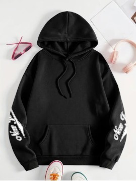 [Plus Size Hoodie] Soft Women's Plus Size Oversized Hoodie with New Jersey 93 Graphic Print | Machine Washable, Comfortable Clothing, Durable Fabric, Streetwear Fashion, Relaxed Fit, Breathable Material, Unisex Style, Black with White Lettering